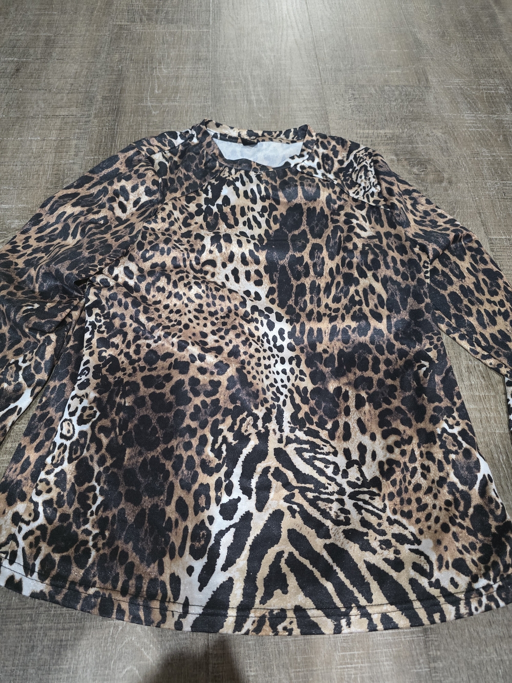 SHEIN Brown Leopard Print Long Sleeve Top